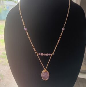 Elegant Gold and Purple Pendant Necklace